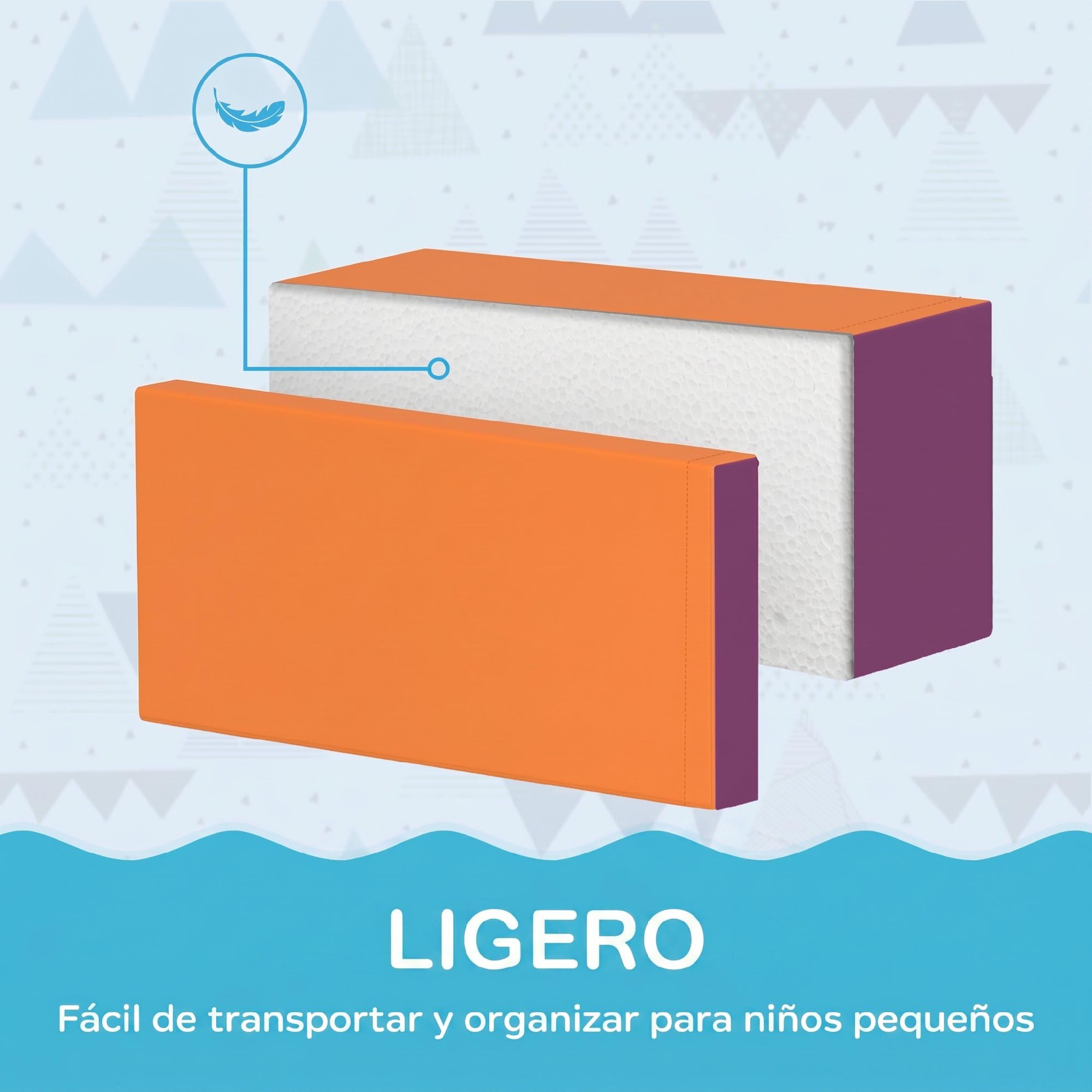 HOMCOM Juego de 7 Bloques de Espuma para Niños 1-3 Años Multicolor