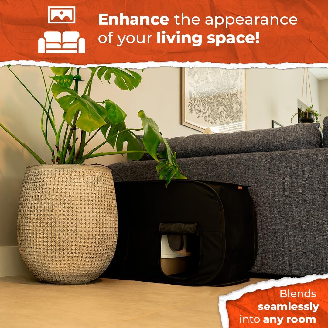 Black Waterproof Foldable Cat Litter Box Enclosure