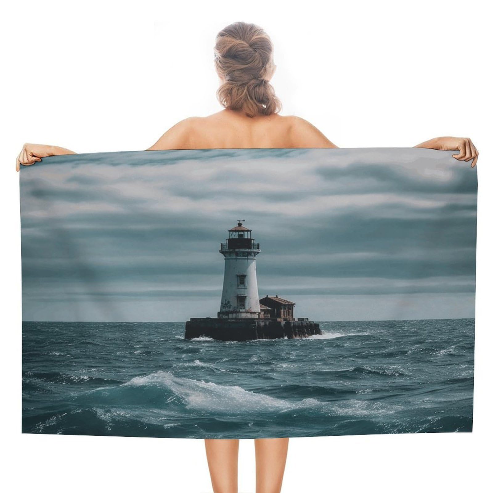 VstaDank Lighthouse Ocean Beach Towels Super Absorbent Soft Lightweight Towel Large Stylish Swim Pool Towels Quick-Dry Oversize Bath Towel Travel Blankets for Adult Vacation&Gift