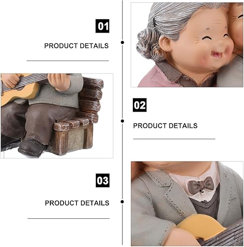 Miniatura 6 de Estatuas de pareja de ancianos amorosos, estatuas de resina en miniatura para el día de San Valentín para decoración de boda del hogar (toca la