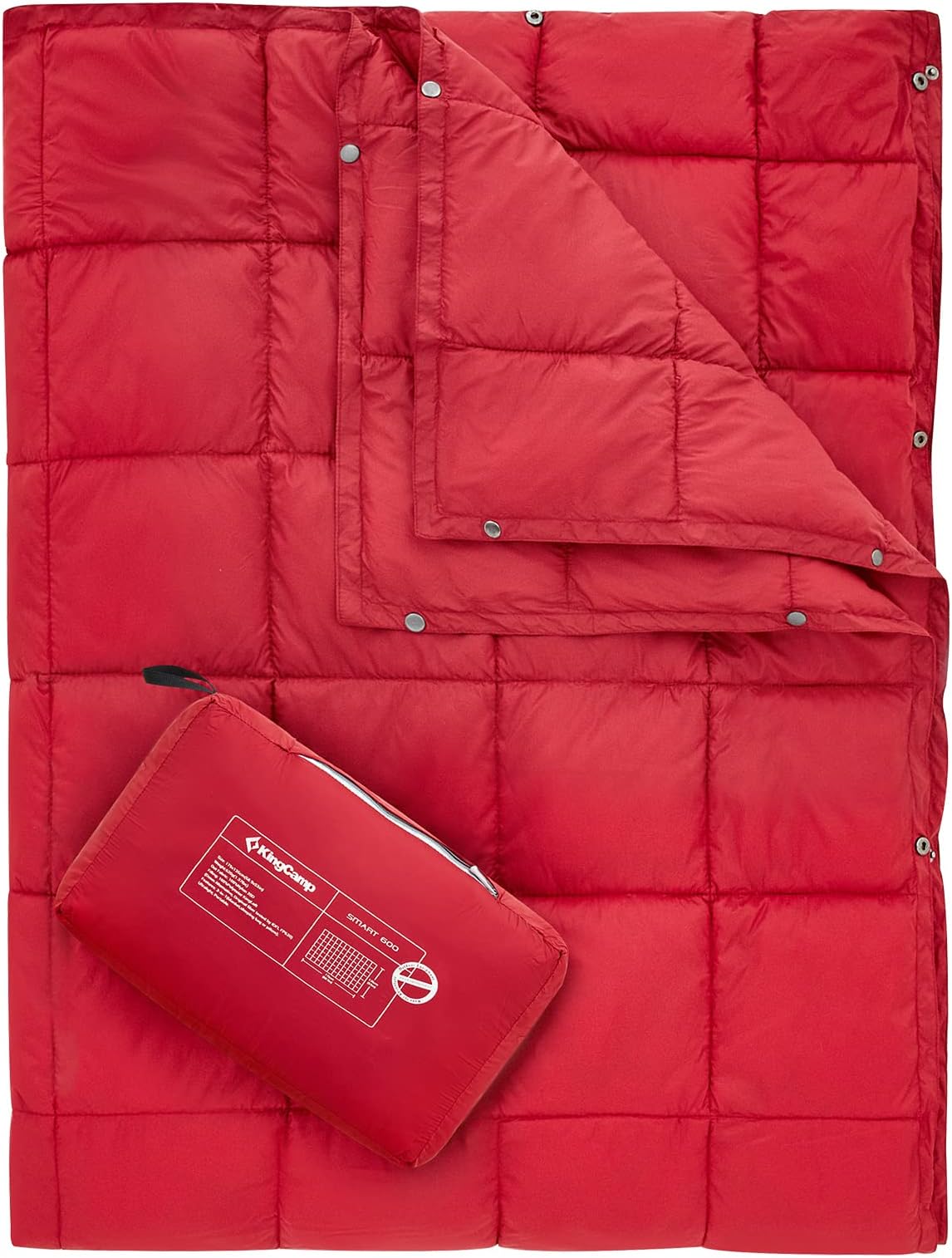 KingCamp Camping Blanket Lightweight, Multifunctional Warm Puffy Outdoor Blanket with Snap Button, Water Repellent, Packable, for Travel, Airplane, Hiking, Picnic