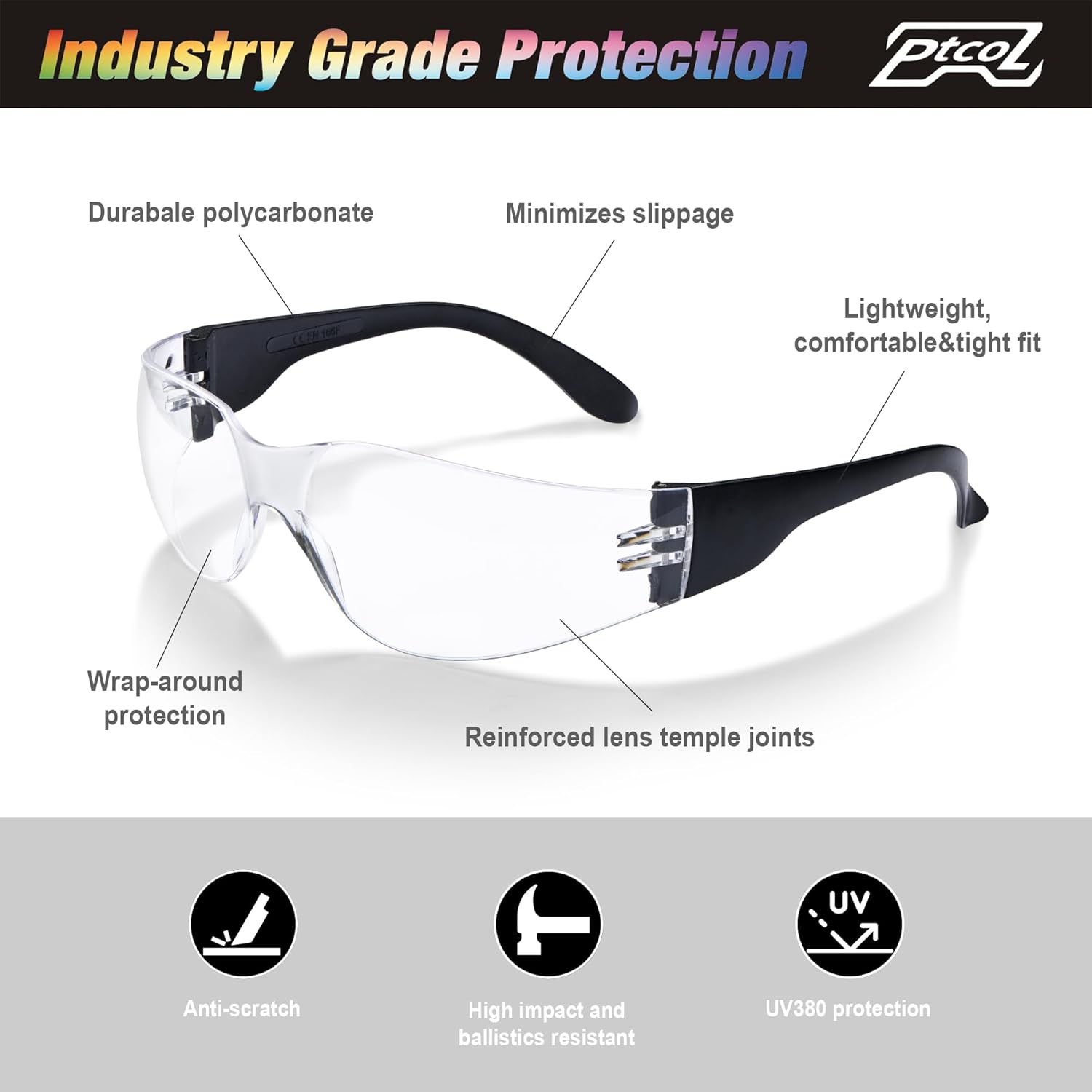 28 Pack Safety Glasses BLACK Frame (Bulk Pack of 24+4) Unisex Clea