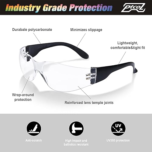 Miniatura 4 de Paquete de 28 lentes de seguridad, montura negra (paquete a granel de 24+4), unisex, transparentes, antiarañazos, resistentes a los impactos, con