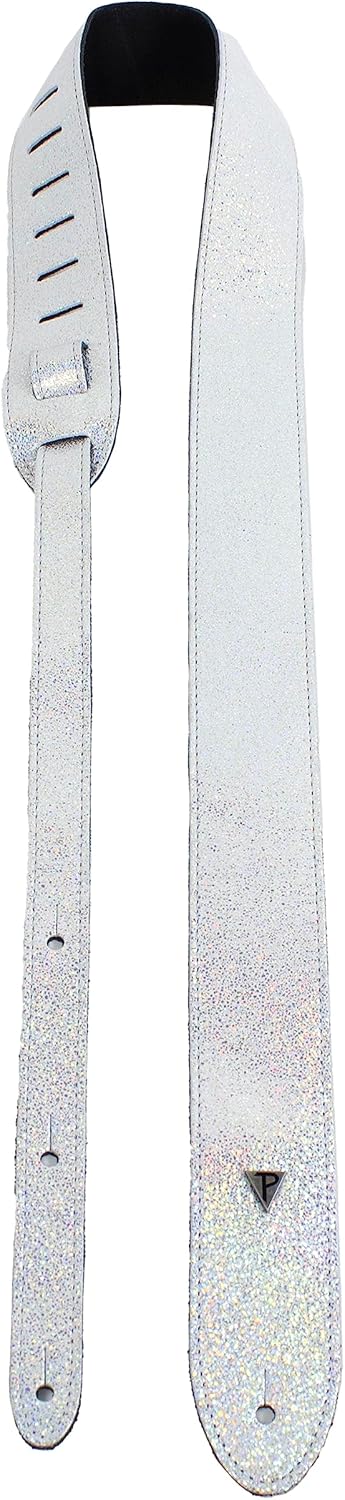Perri's Leathers Ltd. - Leather Guitar Strap with Music Notes for Electric, Acoustic, Bass Guitar - Adjustable from 41″ to 56″ - The Famous Collection - Black & White (BMN-1254)