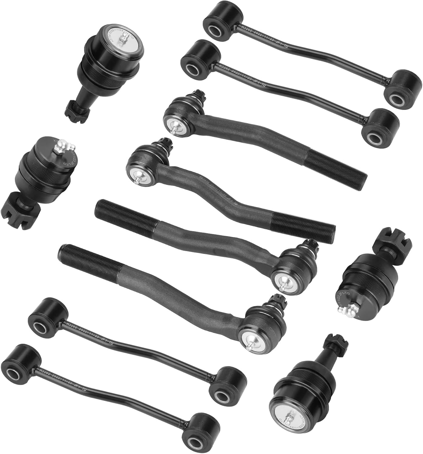 Front Outer Tie Rods + Front & Rear Sway Bars + Upper Lower Ball Joints Suspension Kit Replacement for Jeep Grand Cherokee 1999-2004 (12PCS)