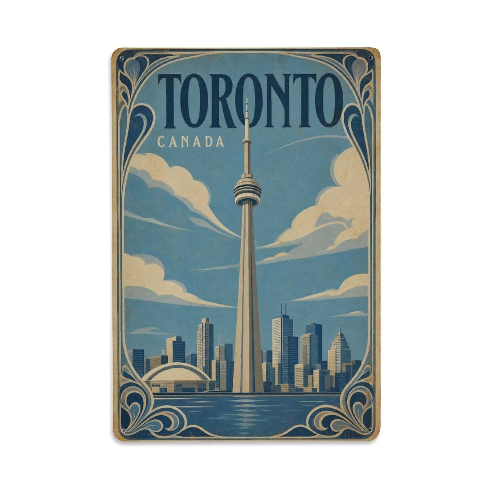 Vintage Travel Canada Toronto Metal Tin Sign