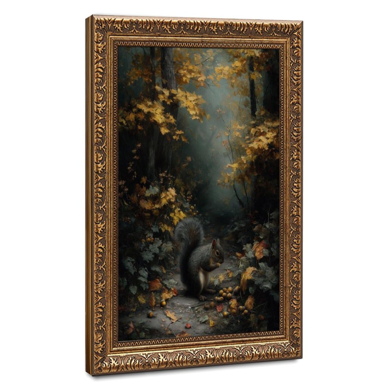 Bareronor Bronze Forest Squirrel Canvas Poster Bedroom Decor Landscape Office Room Decor Gift 12" L X 18" W