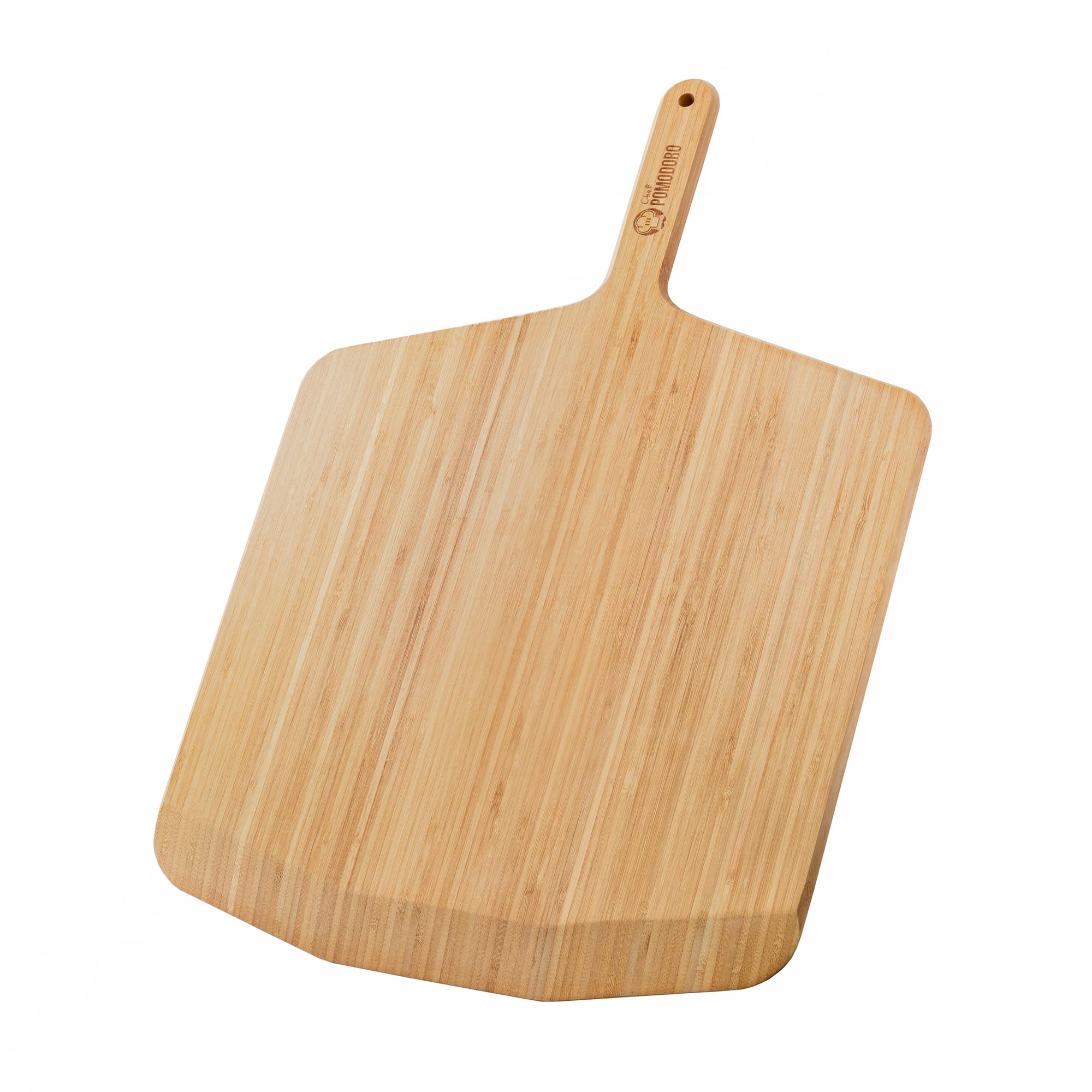Chef Pomodoro - Grande Pelle A Pizza En Bois de Bambou (41 cm) - Pelle Pizza et Planche à Découper, Préparer et Tranférer vos pizza et pains - Planche pizza Légère et Résistant, Convient aux fours