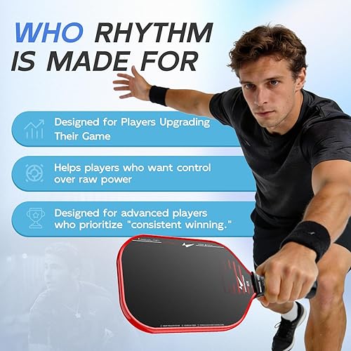 Miniatura 4 de Warping Point Rhythm Carbon Fiber Pickleball Paddle, UPA-A Approved, Thermoformed 16MM Pickle Ball Paddle, MaxCell Honeycomb Core, Design for