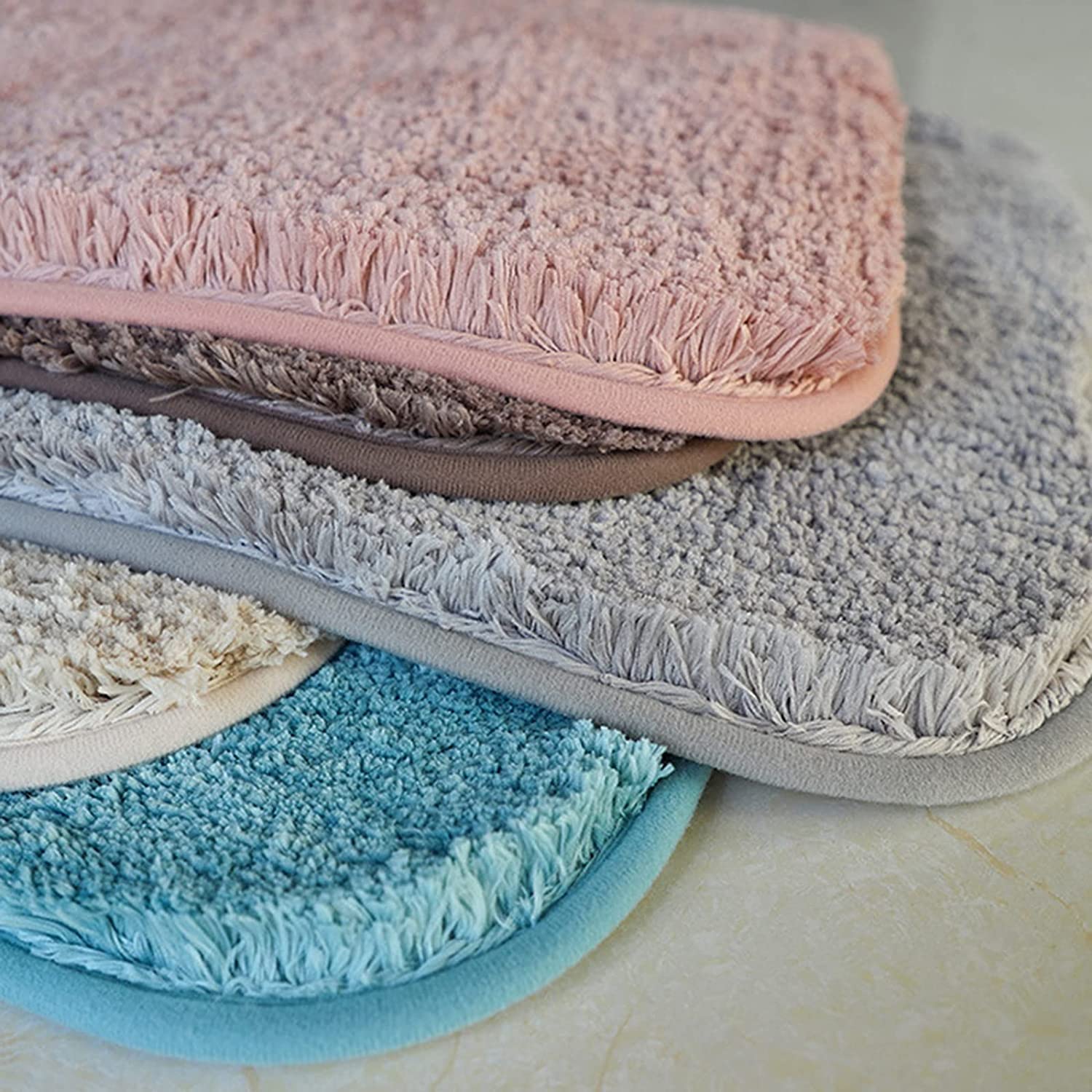ZLZNX rutschfeste Badematte Verdickter Badvorleger für Badezimmer Saugfähiger Ultra weicher Badvorleger Teppich Flauschiger Mikrofaser Nachttisch Teppich Bodenmatte,03,60X90cm