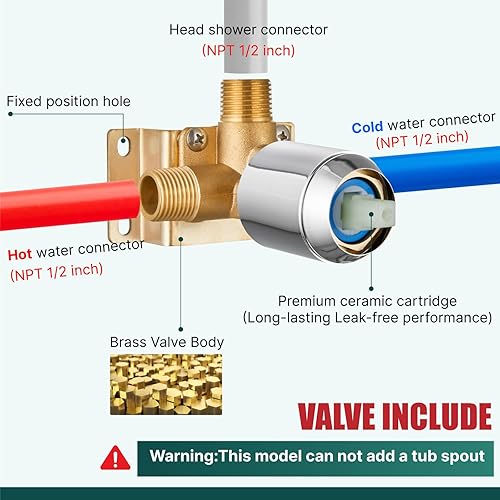 Miniatura 7 de Heyalan Juego de grifo de ducha cuadrado de acero inoxidable para baño, sistema de ducha de lluvia con una manija, kit de molduras de ducha de una