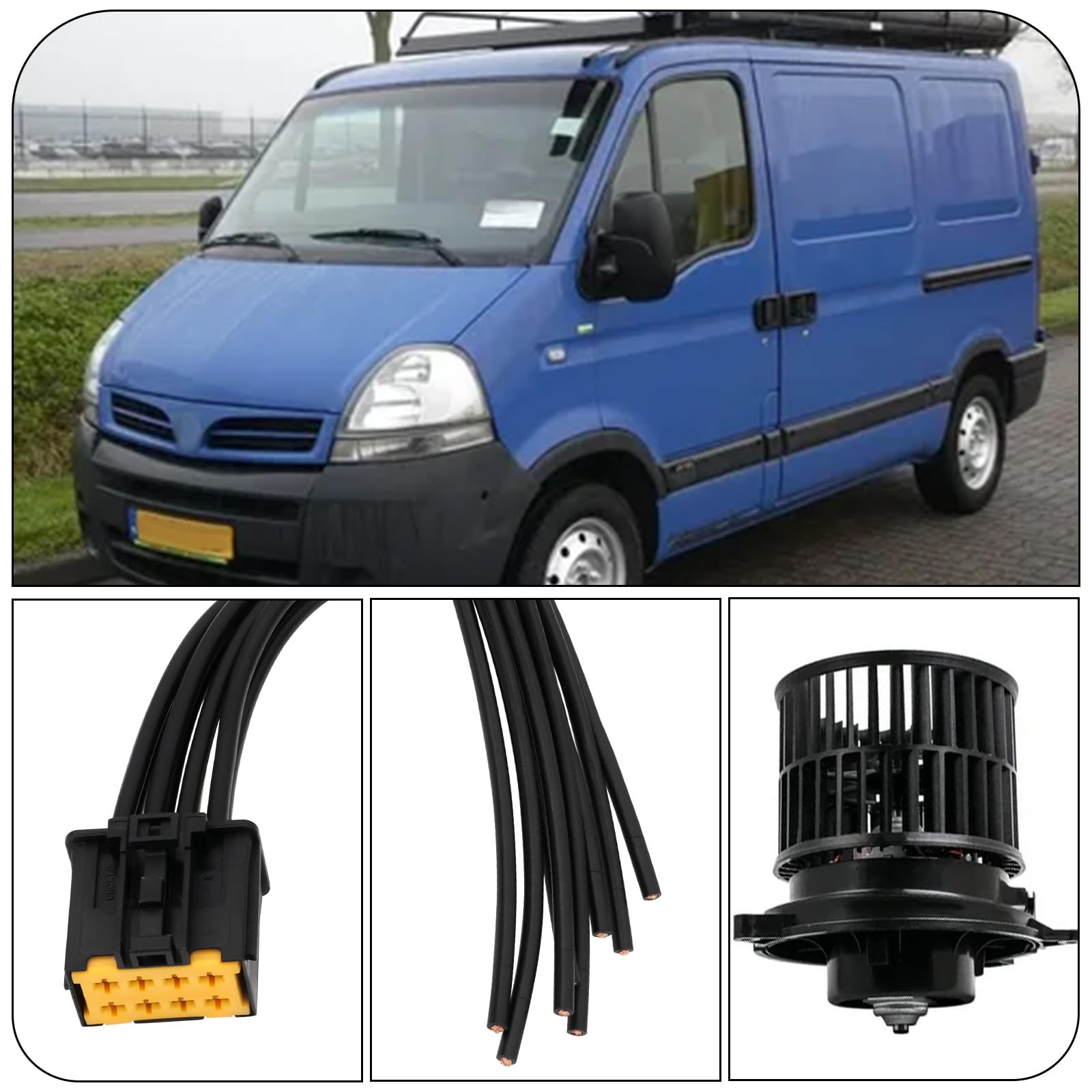 1 set di resistori per ventola ventola con cablaggio spina di ricambio 27100-00QAB 7701057557 compatibile con Renault Master (Mk2) 2003-2010
