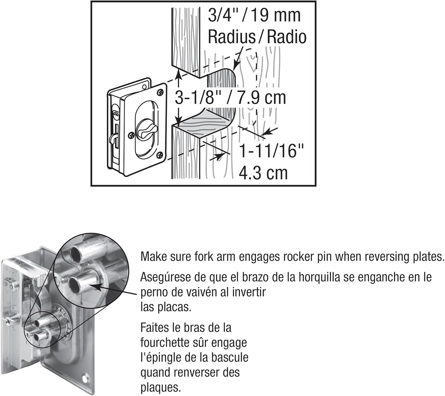 Prime-Line N 7368 Pocket Door Privacy Lock with Pull - Replace Old or Damaged Pocket Door Locks Quickly and Easily – Classic Bronze, 3-3/4” (Single Pack)