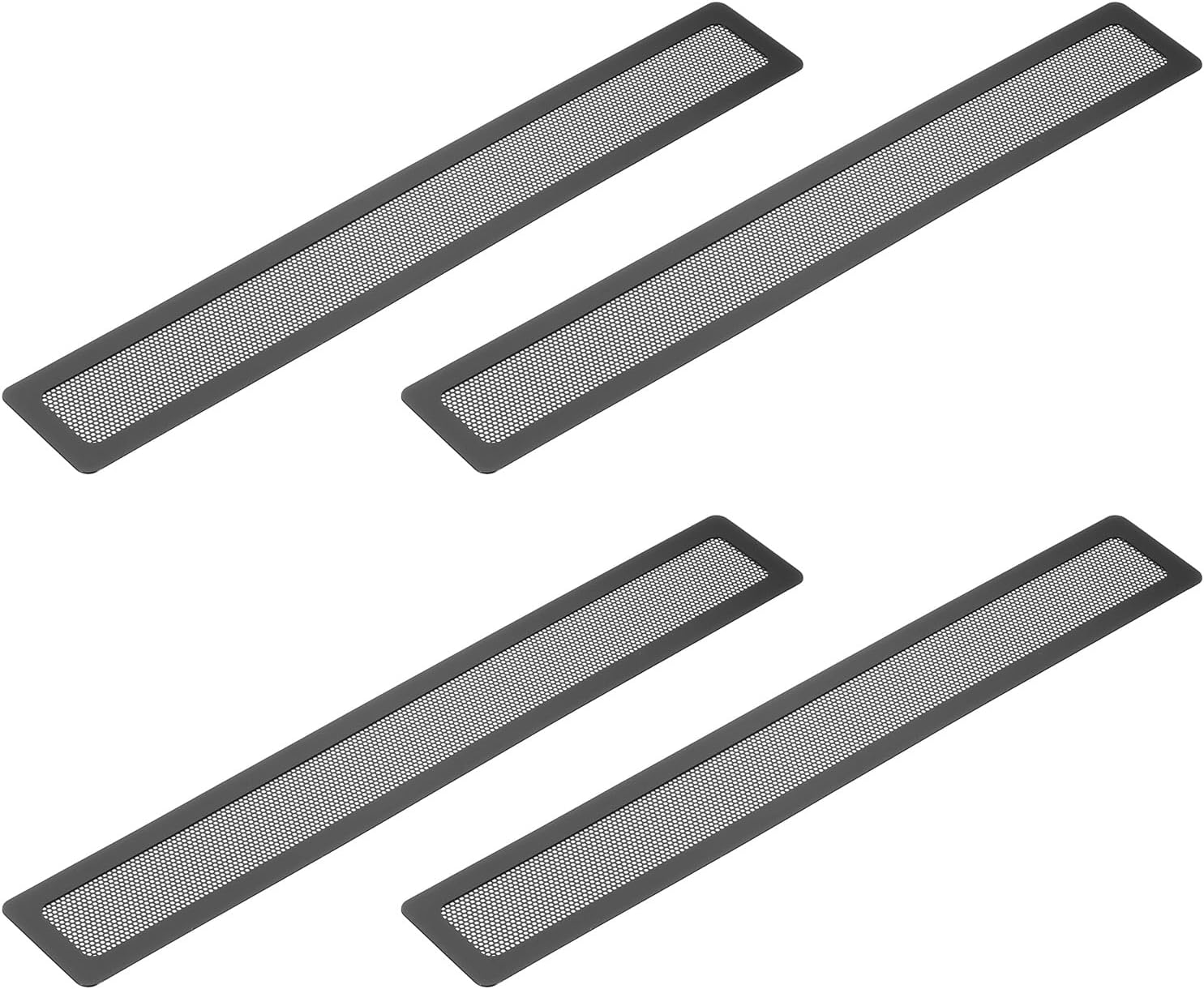 YOKIVE 4 Pcs Floor Vent Covers, Sticky Floor Register Cover PVC Mesh Air Vent Screen Filters, Great for Home Floor, Wall, Ceiling, Catch Debris Hair Dust (Black, 14-Inch x 2-Inch)