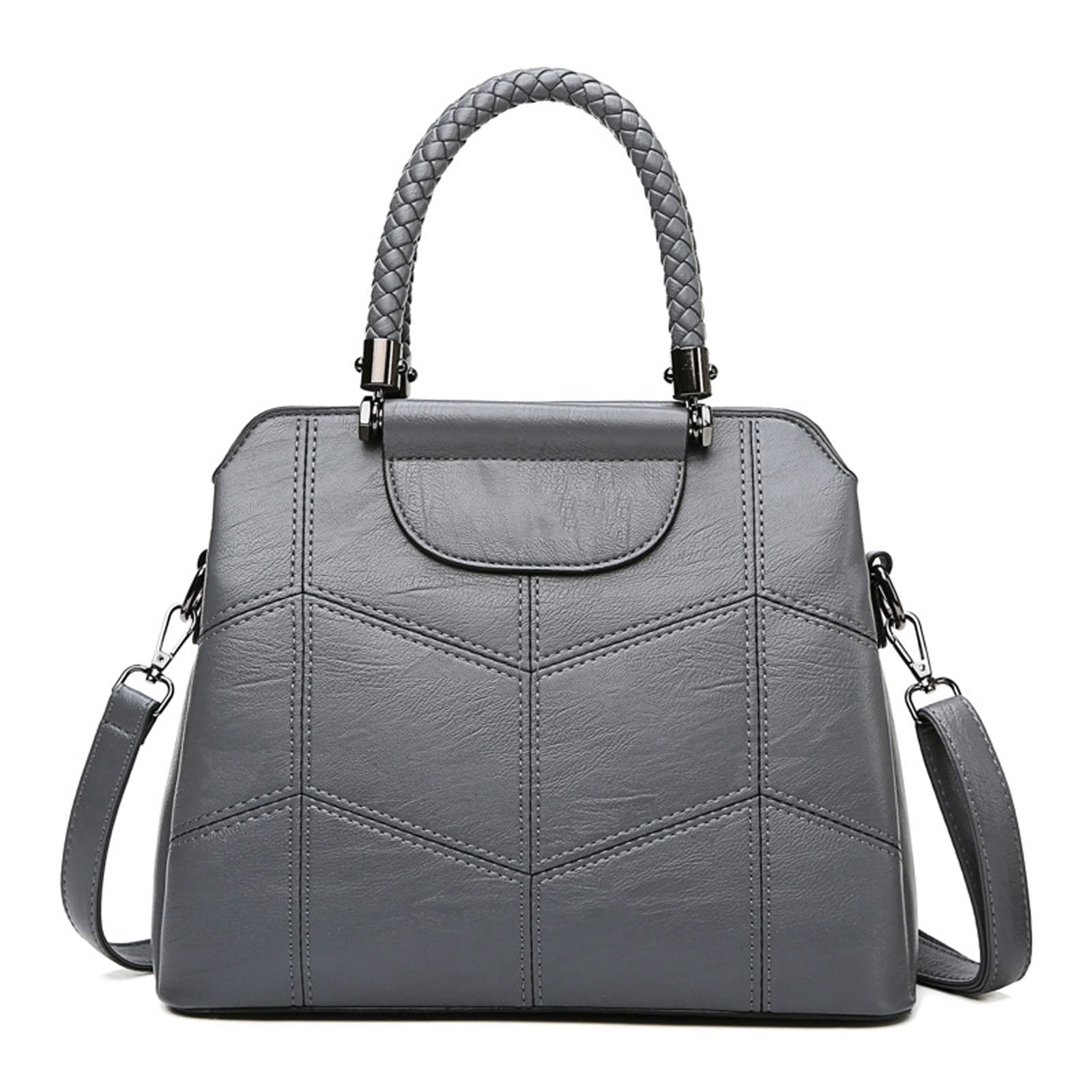 DieffematicDJB Bolso Mujer Bolsos de Cuero Bolsos de Mujer, Hilo Bordado Bolso Multicapa de múltiples Capas, Bolso de Mensajero de Cuero Suave de Gran Capacidad para Mujer (Color : Gray)