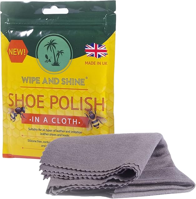Kaps Wipe and Shine Shoe Polish Cloth, Quick Polishing Cloth for Shoes and Boots, 100% Cotton Cloth with Natural Beeswax for Exceptional Shine, Made in UK