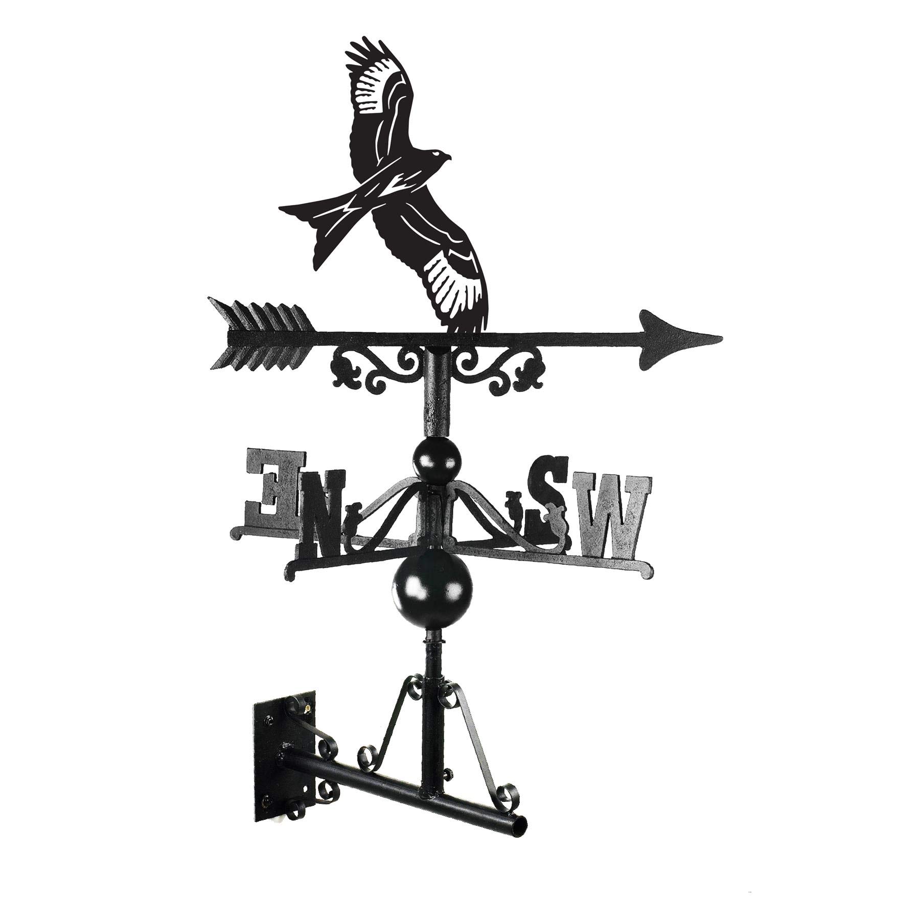 Black Cast Iron Red Kite Weathervane - Outdoor Garden Roof Weathervane Ornament