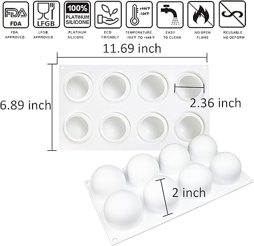 Miniatura 2 de OCPO KITCHEN Molde de silicona con forma de esfera 3D para hornear pastel de mousse, molde de silicona para hornear bolas 3D para dulces,