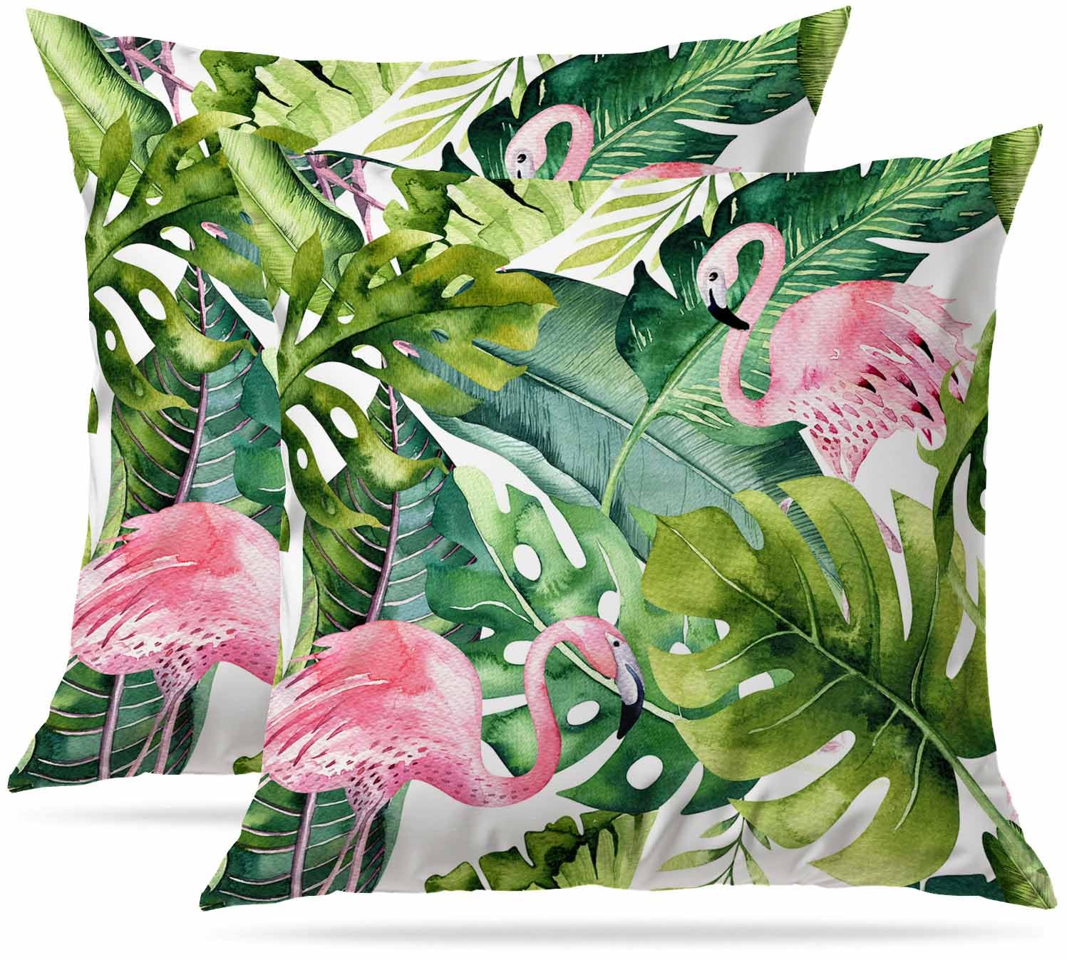 Zovinex Watercolor Flamingo Set Of 2 Pack Cushion Covers Soft Short Plush Throw Pillow Cover Home Pillow Case Pillowcases For Tent Park Bed Sofa Chair Bedroom Decorative Balcony 40X40cm 16X16inch