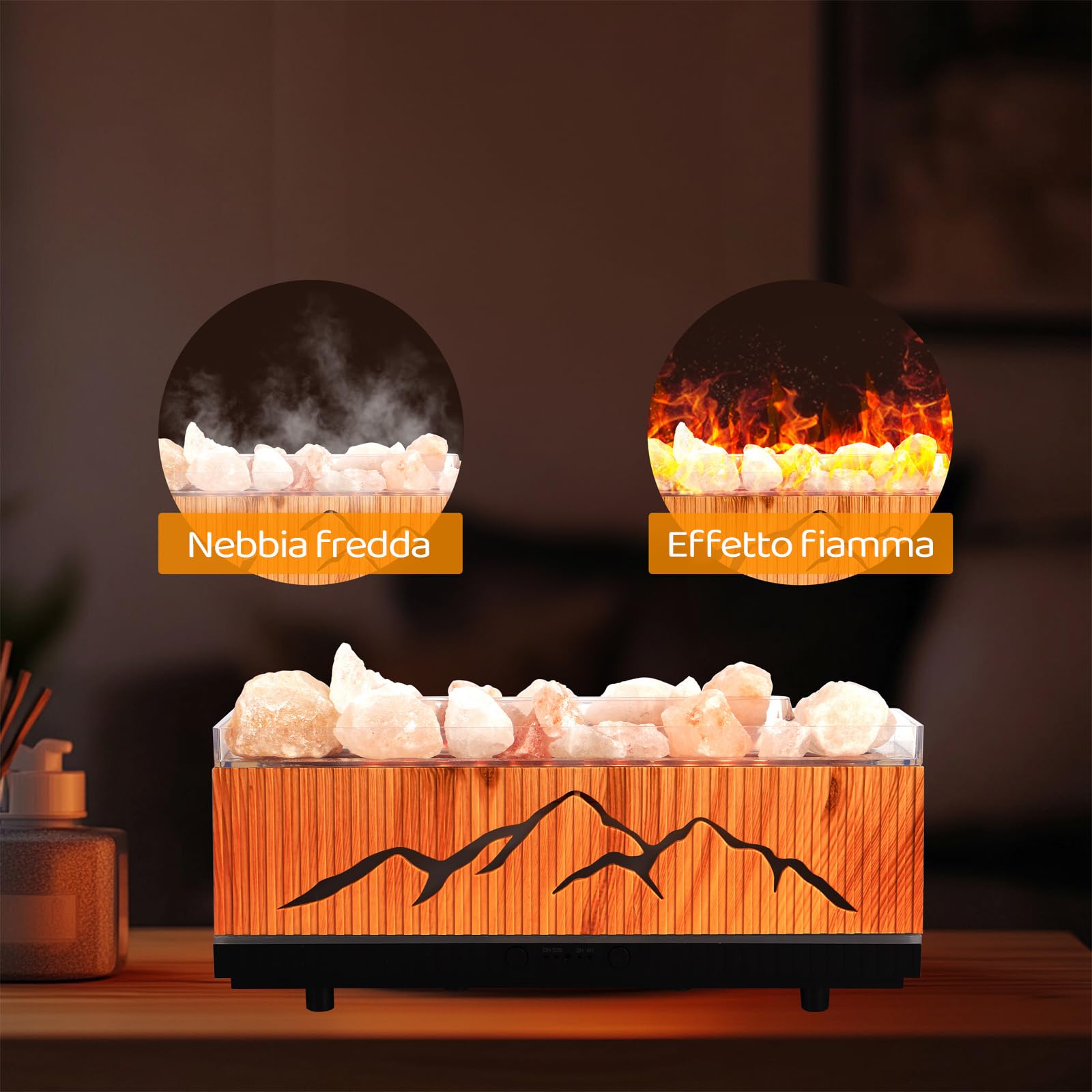 Diffusore di Oli Essenziali Fiamma, Diffusore di Aromaterapia a Due Colori, Umidificatore a 200 Ml Con Telecomando E Protezione di Spegnimento Automatico per Casa, Ufficio Aroma Diffuser