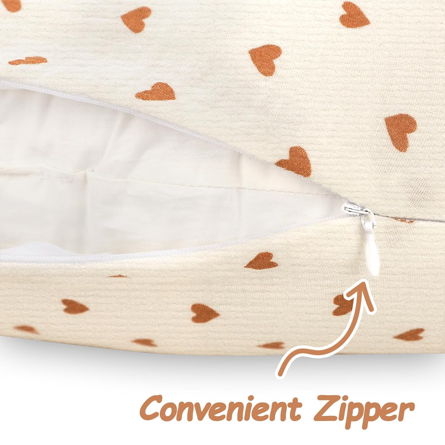 Hooyax Muslin Nursing Pillow Cover, Feeding Pillow Slipcover for Breastfeeding Moms, Soft and Breathable Infant Pillow Cover for Baby Boy and Girls (Heart) - Image 3