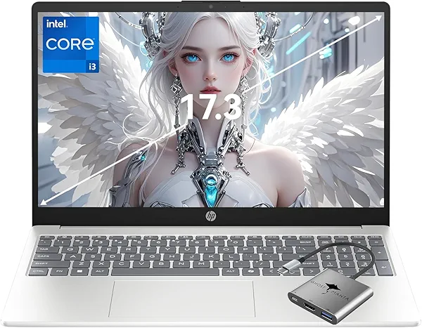 HP 17" HD+ Business-Student Laptop with Copilot AI, 8-Core Intel Core i3-N305, 32GB RAM 2TB SSD, Intel UHD Graphics, Computer Laptop with Windows 11 WiFi 6 Fast Charge Bundle with USB 3.0 Hub