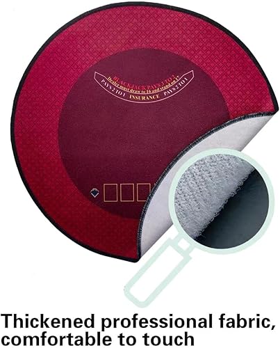 Miniatura 2 de BALIKEN Fieltro Texas Hold'em y Blackjack de 55 x 55 pulgadas, portátil plegable Texas Hold'em y Blackjack, tapete de juegos de póquer Rojo