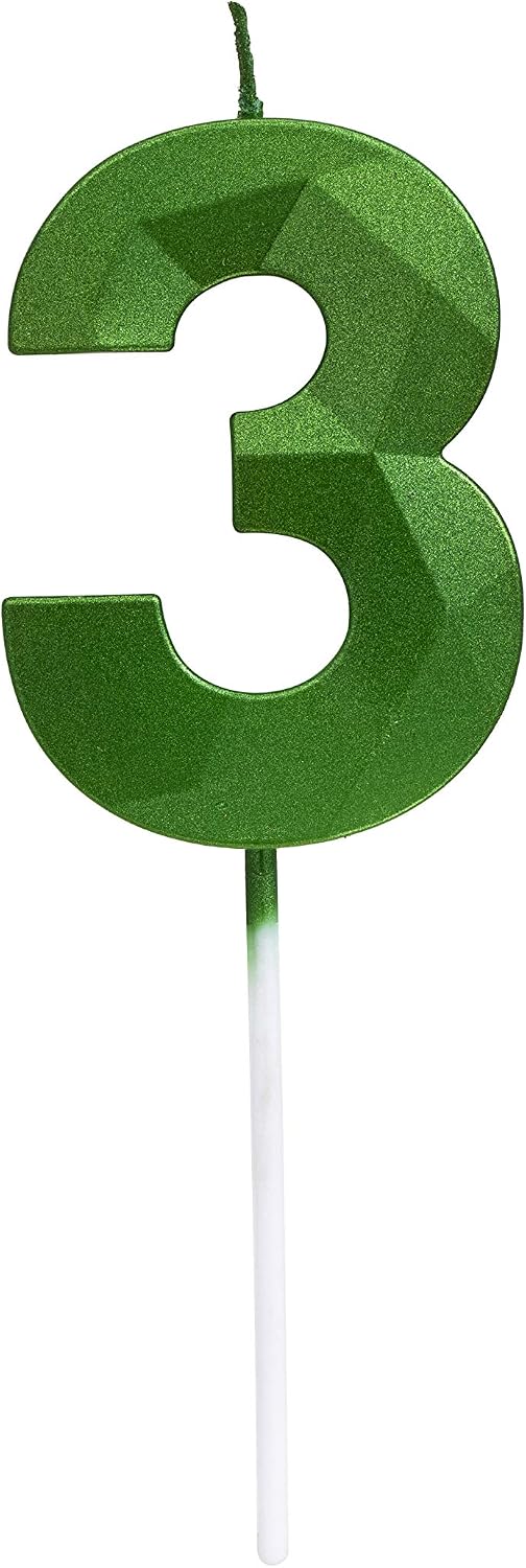Green Happy Birthday Cake Candles,Wedding Cake Number Candles,3D Design Cake Topper Decoration for Party (Green Number 5)