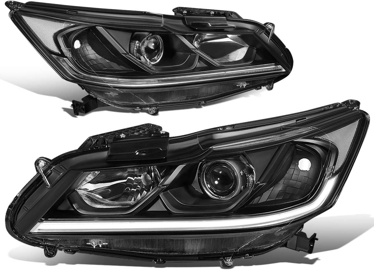 Amazon Com Dna Motoring Hl Oh Ha16 Bk Cl1 Black Housing Led Sequential Projector Headlights Replacement For 16 17 Accord Sedan Automotive
