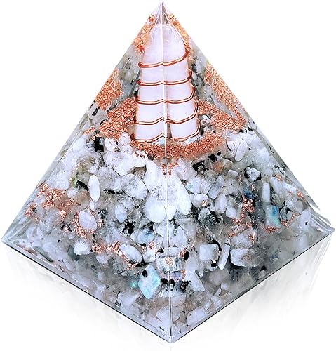 BETOVV Pirámide de chakra orgón para energía positiva, pirámd de cristal de chakra para meditación, yoga, reiki, pirámide de piedras preciosas de