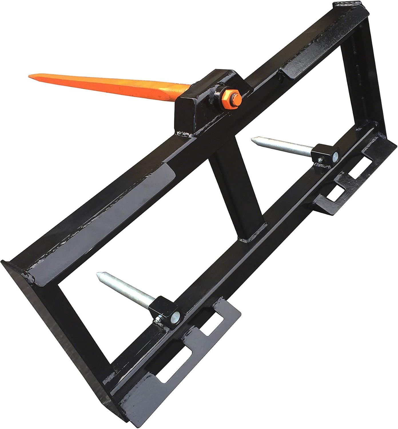 Skid Steer Attachment, 49" Hay Bale Spear & Stabilizer Spikes, Rated 3000 LB, Quick Attach