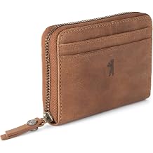BERLINER BAGS Genuine Leather Small Wallet Women Elsa, Gift Box Brown | Soft Leather Bifold Zip Wallet, Fits Purses & Crossbody Bags, 6 Card Slots, 2 Cash Sections, Coin Pocket, RFID Blocking