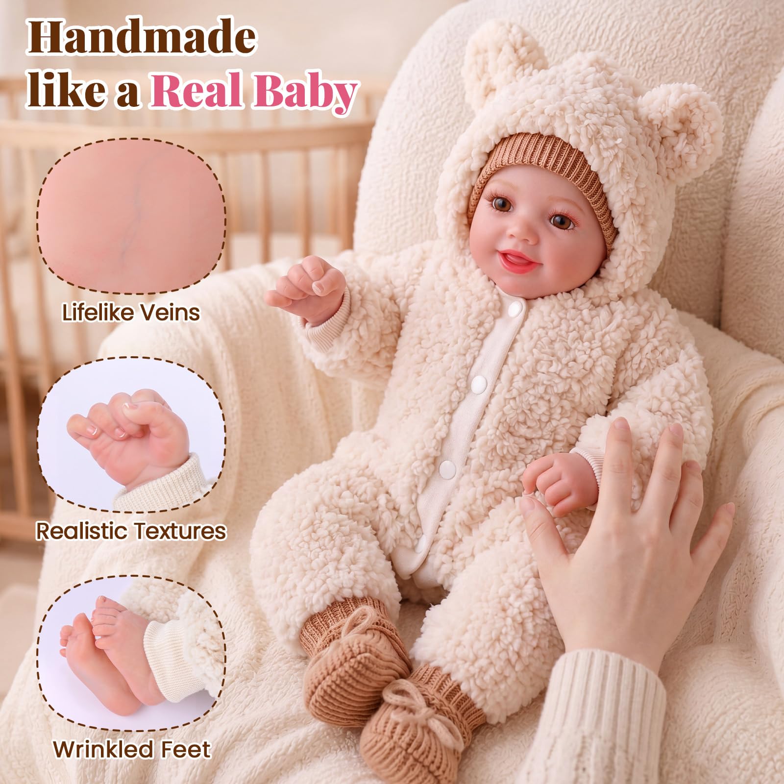 BABESIDE Bambole Reborn Baby Realistica Sunny Girls 17 Pollici