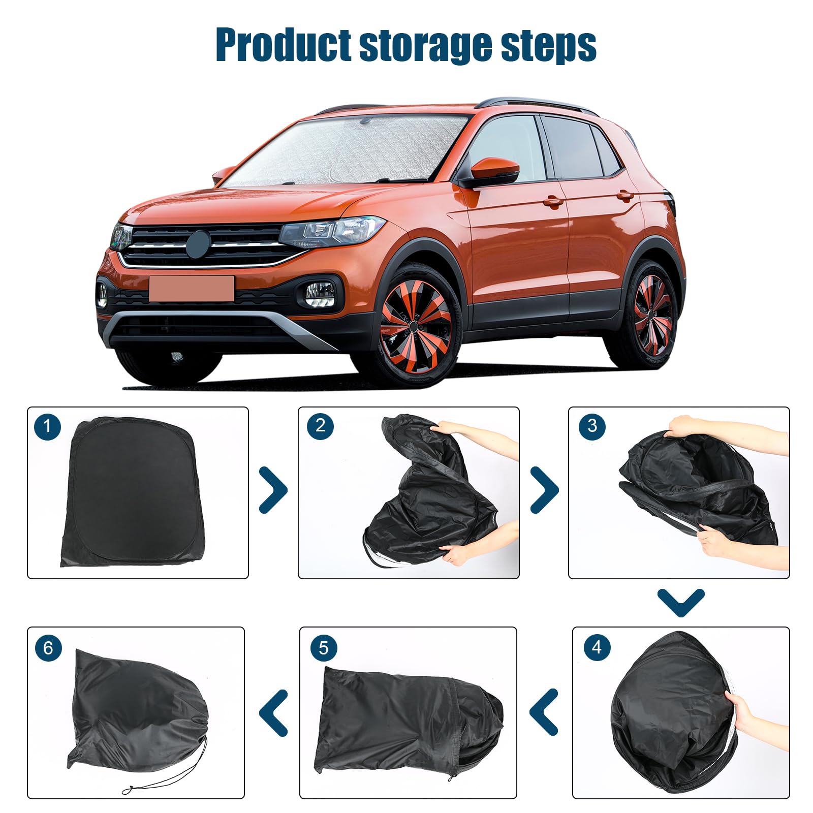 Parasole Parabrezza Auto Su Misura Per VW T-Roc 2017-2024 - Protezione Solare Anticalore Interni, Accessorio Originale - 2