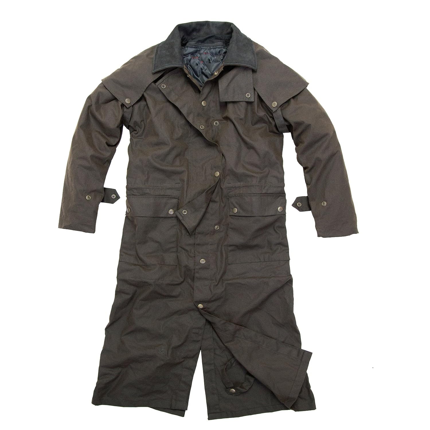 Outbacker Ölzeug Mantel mit herausnehmbaren Winter Innenfutter in schwarz & braun