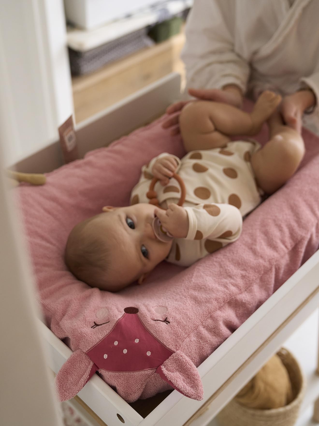 VERTBAUDET Lot de 2 housses de matelas à langer animaux en éponge blush TU