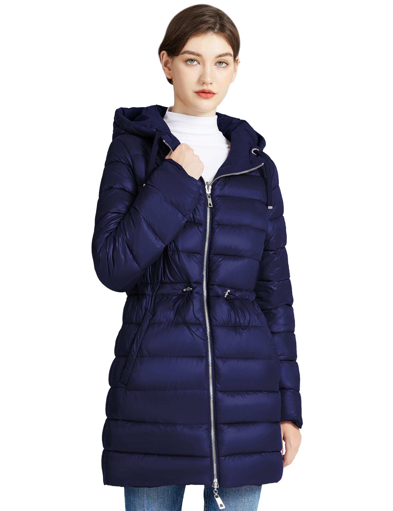 ROYAL MATRIXWomen's Reversible Puffer Jacket - Hooded Parka Coat Winter Warm Long Coat Quilted Puffer Coat with Pockets