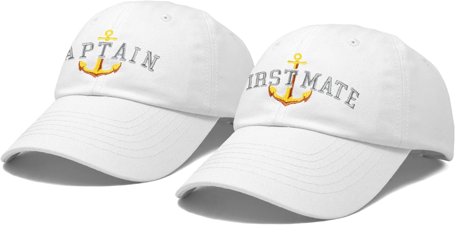 Matching Captain and First Mate Hat Set Embroidered Ball Cap