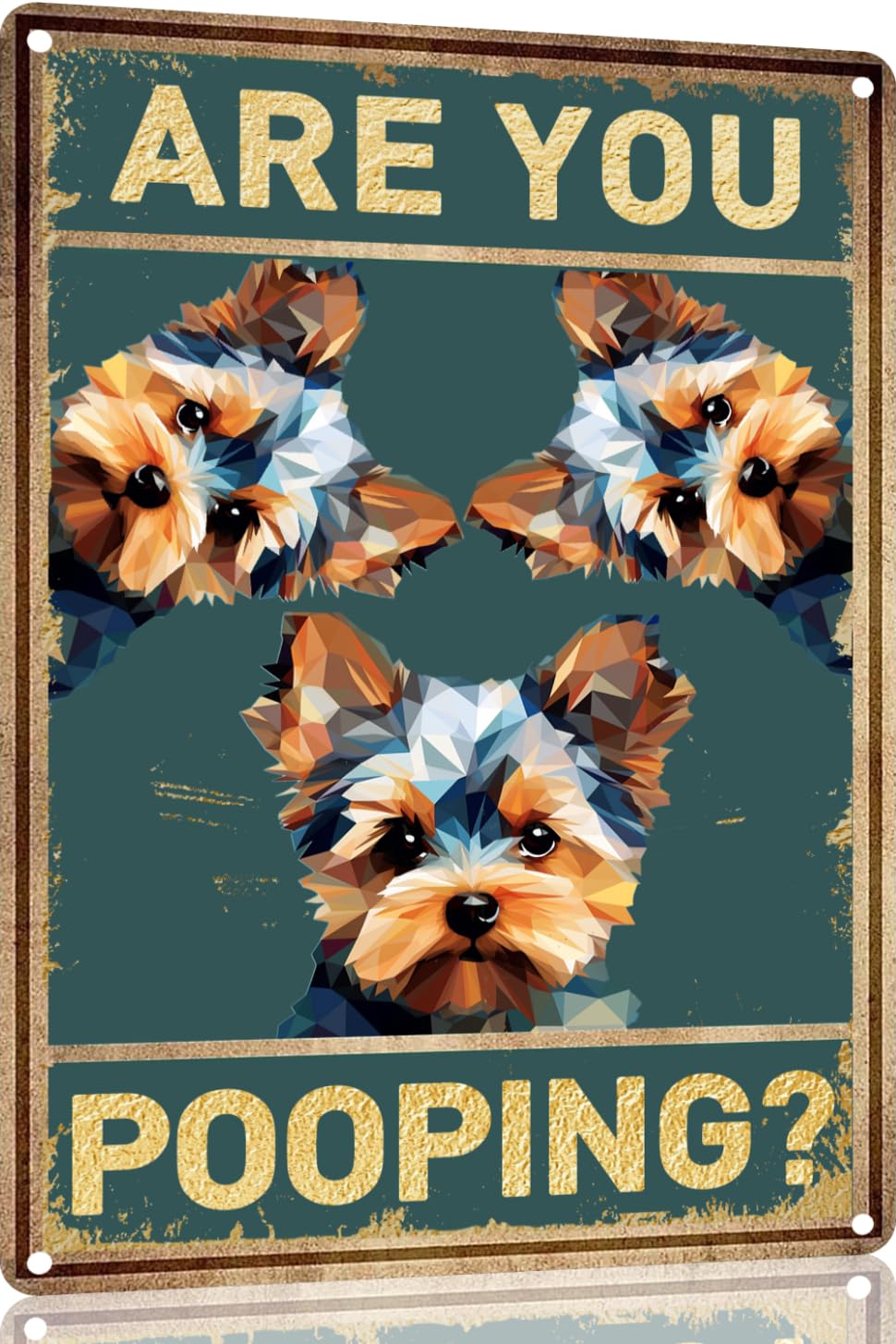 Yorkie Dog Vintage Metal Aluminum Sign Are You Pooping Sign Bathroom Funny Art Poster Decoration Toilet Cave Bar Home Bathroom Wall Decoration Sign 8x12 Inch
