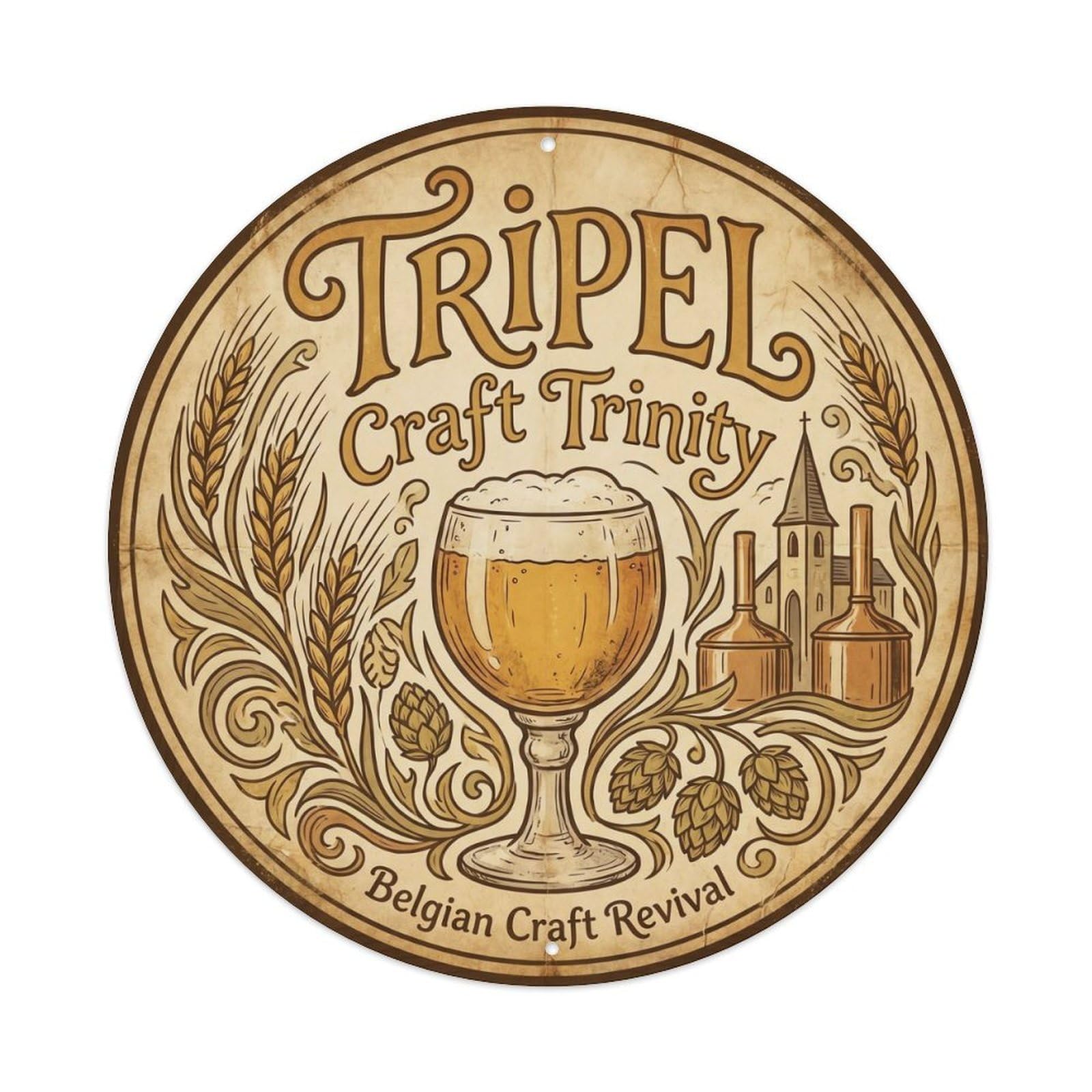 Belgian Tripel Abbey Ale Tavern Culture Farmhouse Brew Metal Tin Sign