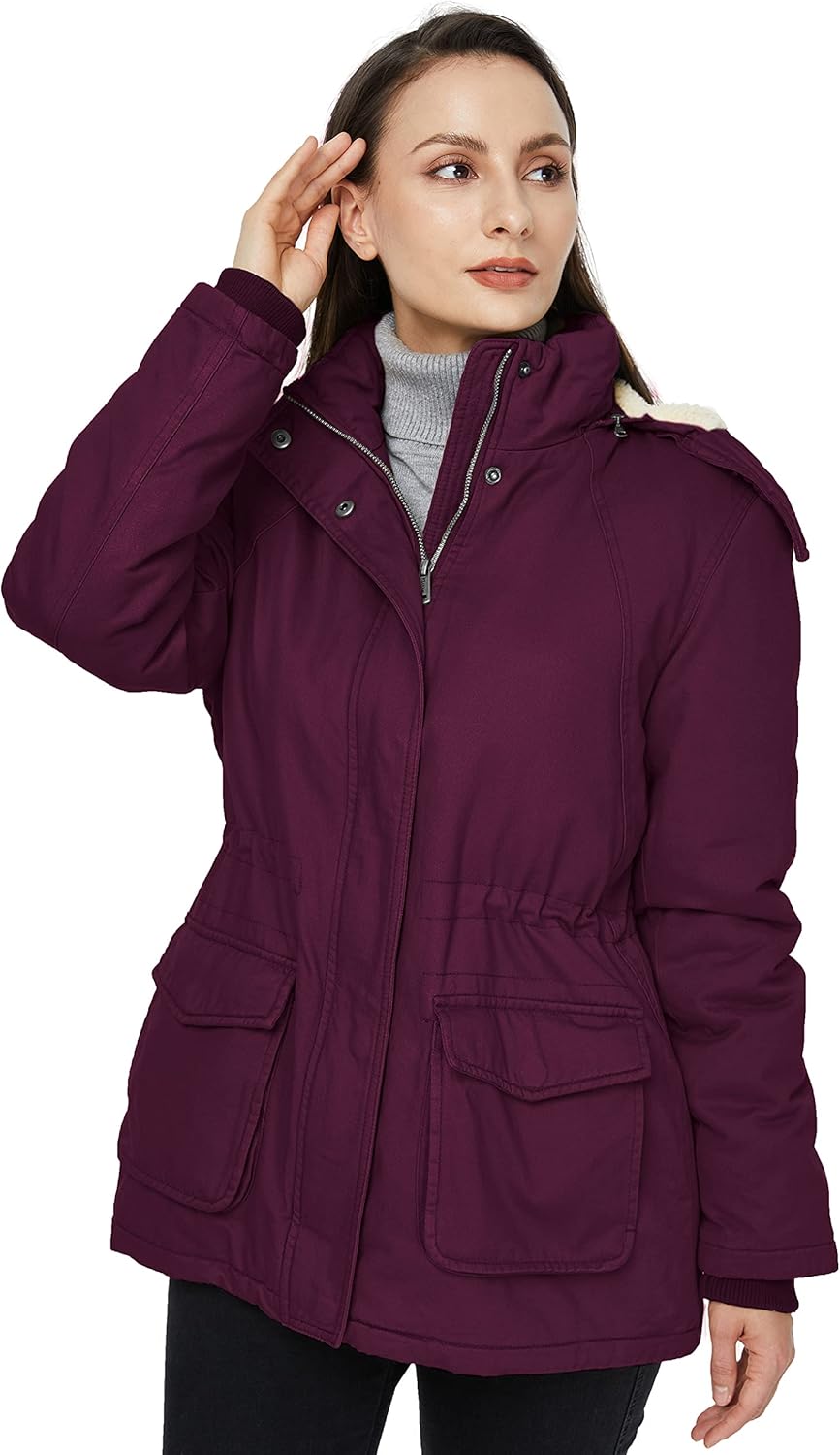 Wenven Women's Winter Warm Sherpa Lined Jacket Heavy Parka Coat with Hood - Image 2