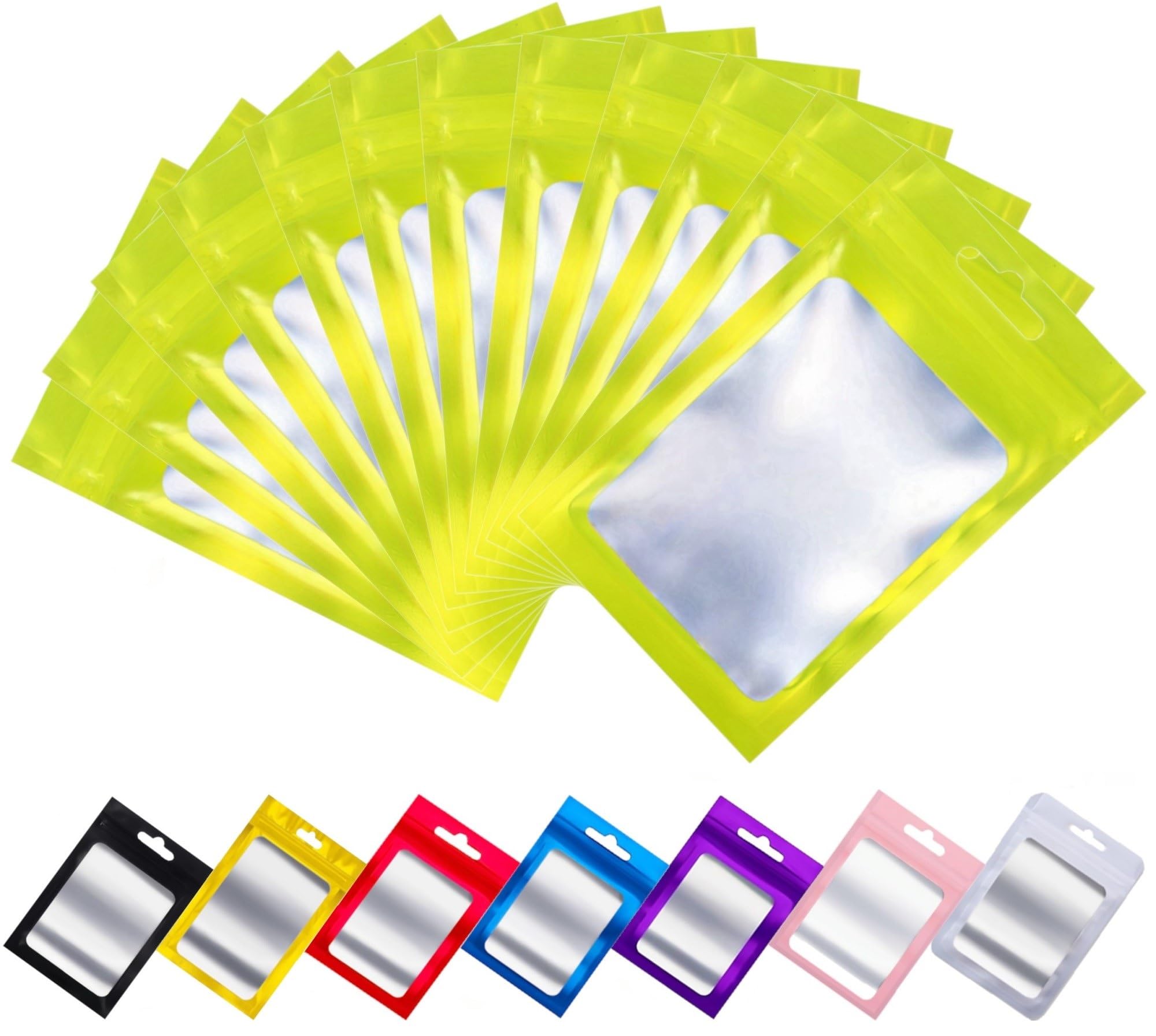 Rimiko 100pcs Resealable Mylar Bags, Ziplock Samples Bags (Green,12x20cm)
