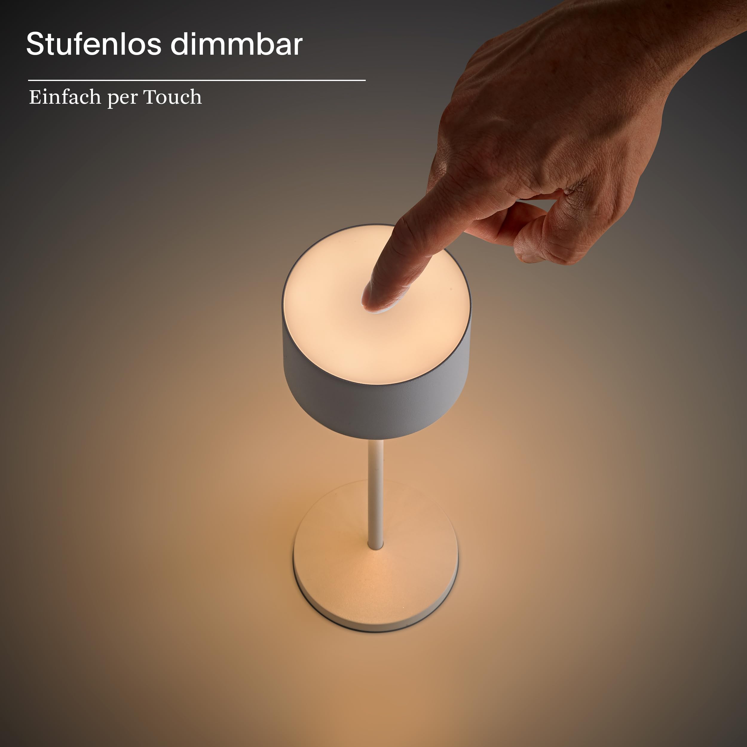 SIGOR Veluna 3er-Set dünenbeige inkl. Ladestation - LED Akku-Tischlampe dimmbar & kabellos mit FlexMood (2200K/2700K), bis 12h Leuchtdauer, USB-C Ladefunktion, IP44 Outdoor & Indoor