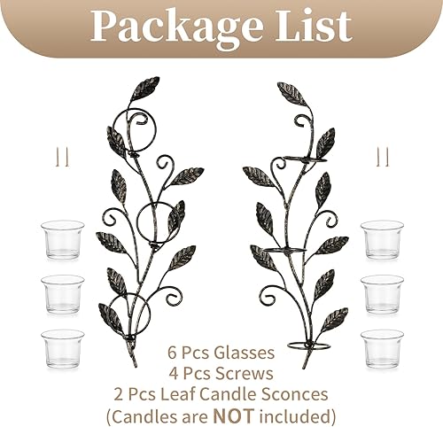 Miniatura 8 de Sziqiqi Candelabro de pared  Candelabro de pared de té negro, aplique de pared vintage, juego de 2 apliques de pared para sala de estar, candelabros