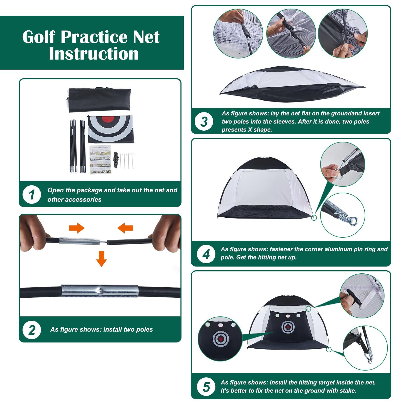 LEMROE Golf-Schlagnetz 10 x 7 Fuß Tragbares Golfnetz mit Swing Training Ziele und Tragetasche, Golf Übung Netz Golf-Übungsnetz für das Fahren im Hinterhof