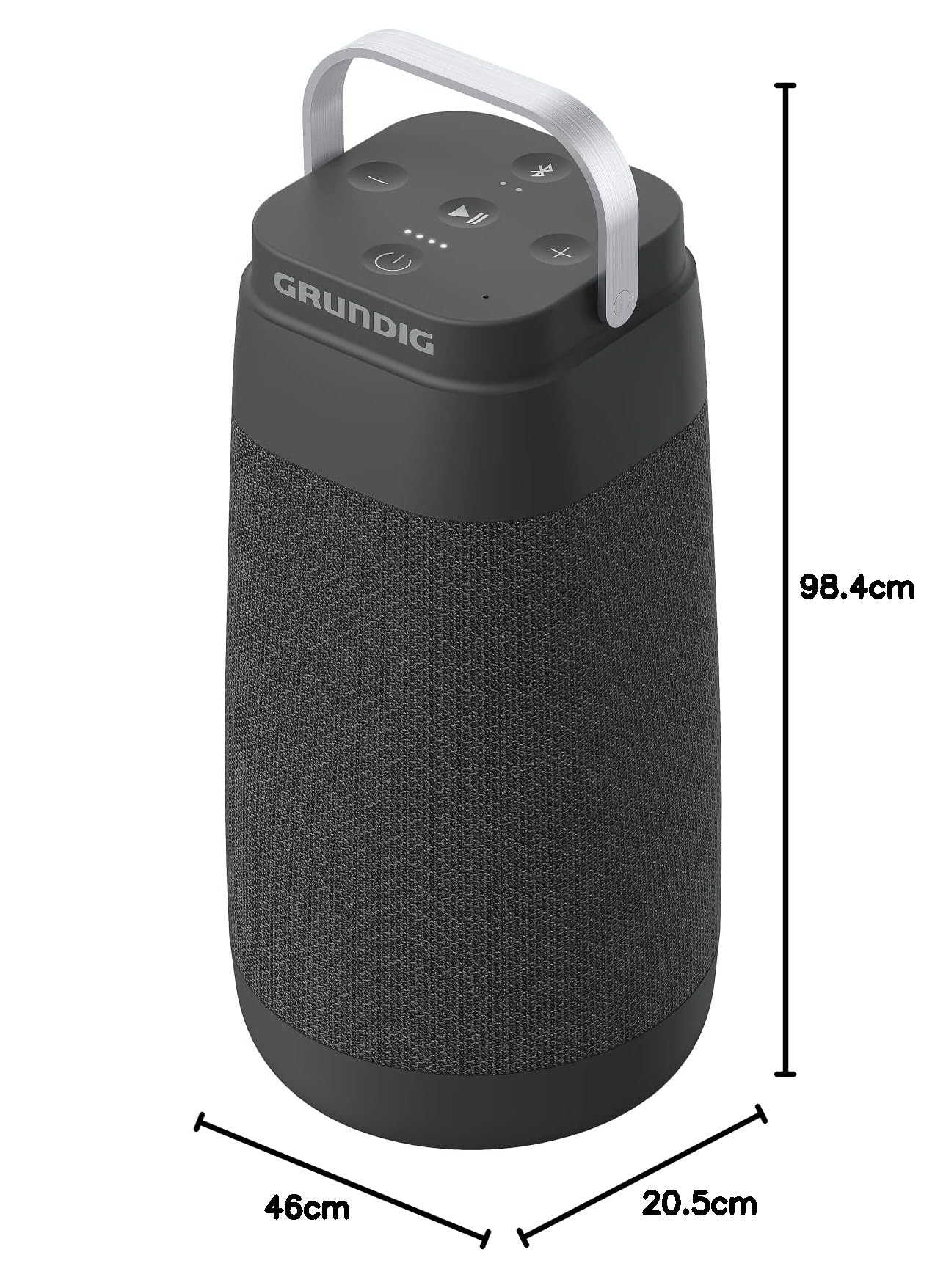 GRUNDIG BT Speaker Connect 360 Enceinte Bluetooth, boîte à Musique, Son à 360°, portée jusqu'à 30 m, autonomie jusqu'à 20 Heures, indicateur de Batterie LED, Station de Charge, Microphone, Noir