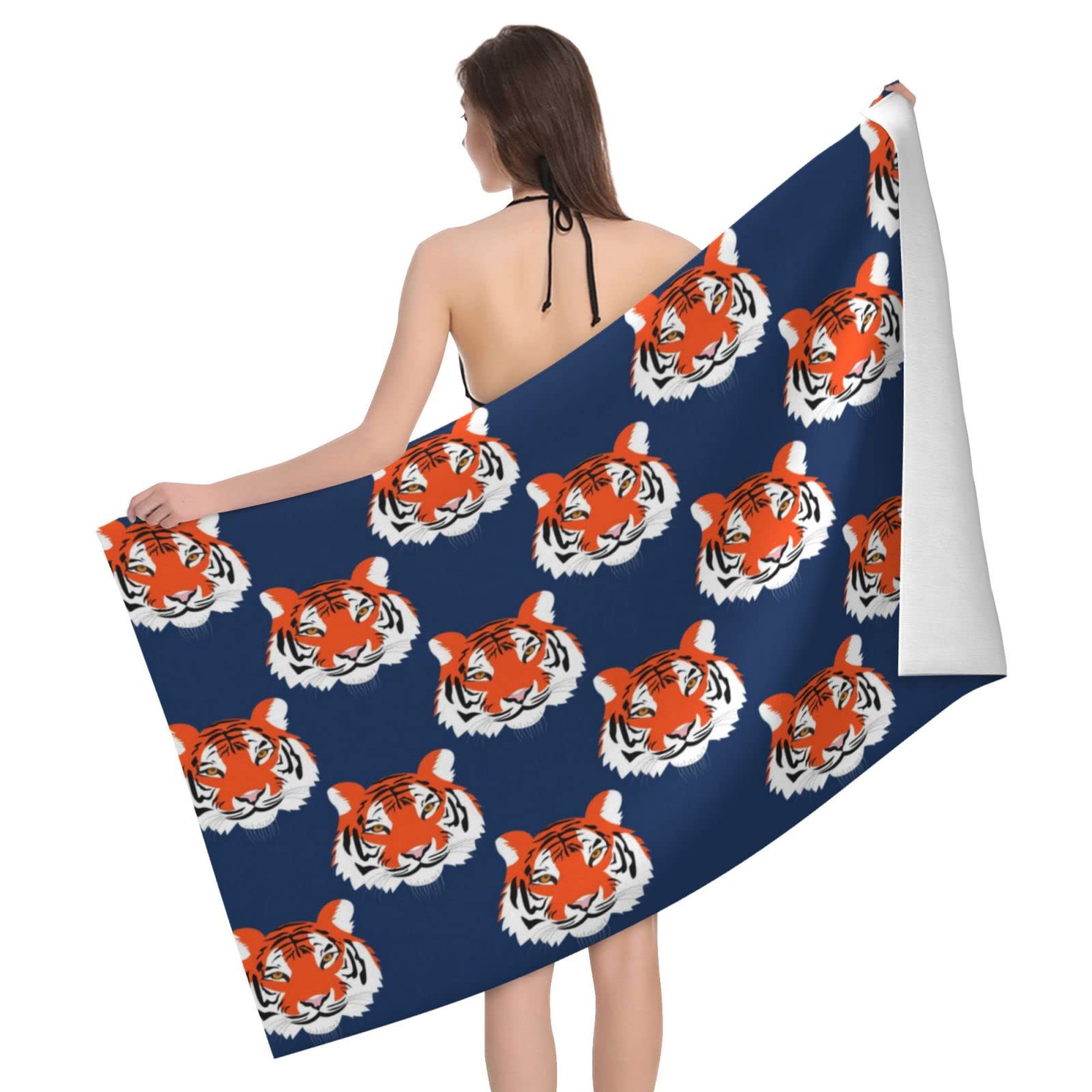 Lawenp Tigers Beach Towel, Lightweight Sand Free Quick Dry Microfiber Absorbent Bath Towel for Kids, Adults, Swimming, Bath, Yoga, Pool, Travel, Camping 32"X52"