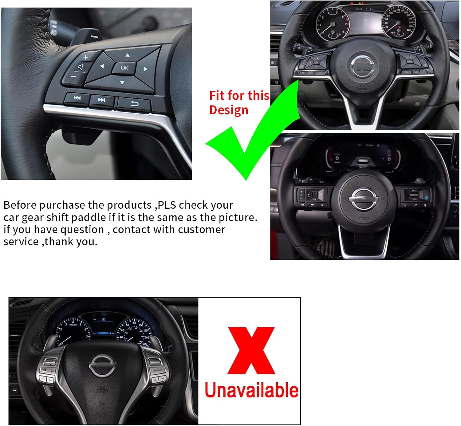 KUNIO 2PCS Aluminum Alloy Steering Wheel Shift Paddle Extended Shifter Trim Cover Fit for Nissan Altima Kicks 2024 Teana X-Trail Qashqai Infiniti QX50 QX55 Interior Decoration Accessories Black