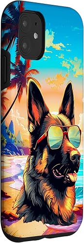 Miniatura 3 de Funda para iPhone 11 con diseño de pastor alemán, para amantes de los perros, playa, mar, para niños y niñas
