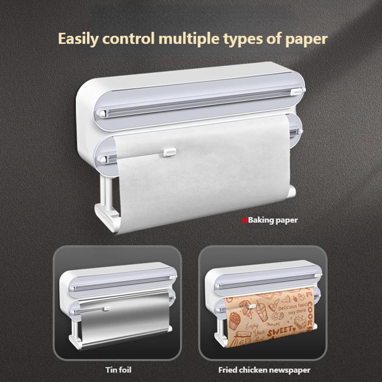 Esencial de Cocina contemporáneo con Fuerte imán para refrigerador Sostiene 3 Rollos de y Toalla de Portarrollos de Cocina Adhesivo